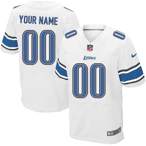 Men's Elite Nike Jersey White Road - Customized NFL Detroit Lions